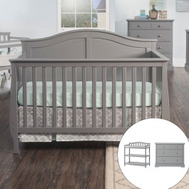 Camden 3 Piece Nursery Furniture Set, Child Craft Camden Dresser Slate Grey