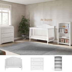 Camden 3-Piece Nursery Set With Crib, Dresser, and Bookcase