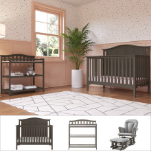 Hampton Arch Top Nursery Set with Changing Table, 3 Piece