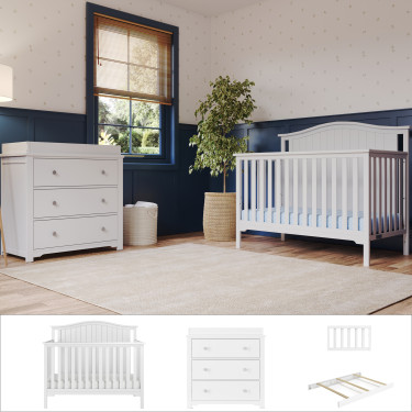 child-craft-hampton-arch-top-4PC-nursery-set-matte-white