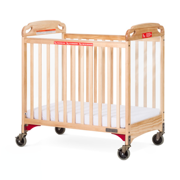 Child Craft Safe Haven Daycare Evacuation Compact Crib with Casters Natural 