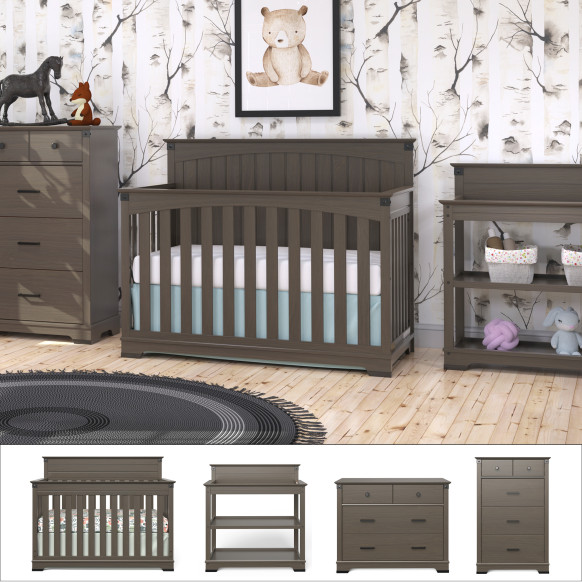 Dapper Gray Child Craft Redmond 4-in-1 Convertible Crib 
