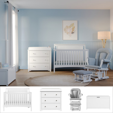 child-craft-scout-4PC-nursery-set-crib-dresser-glider-matte-white