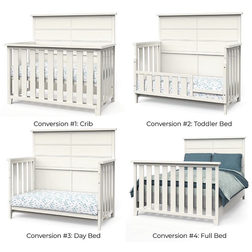 The different configurations of a 4 in 1 convertible crib